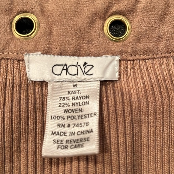 Cach’e Tan Faux Suede Zip Up Sweater - Picture 7 of 8